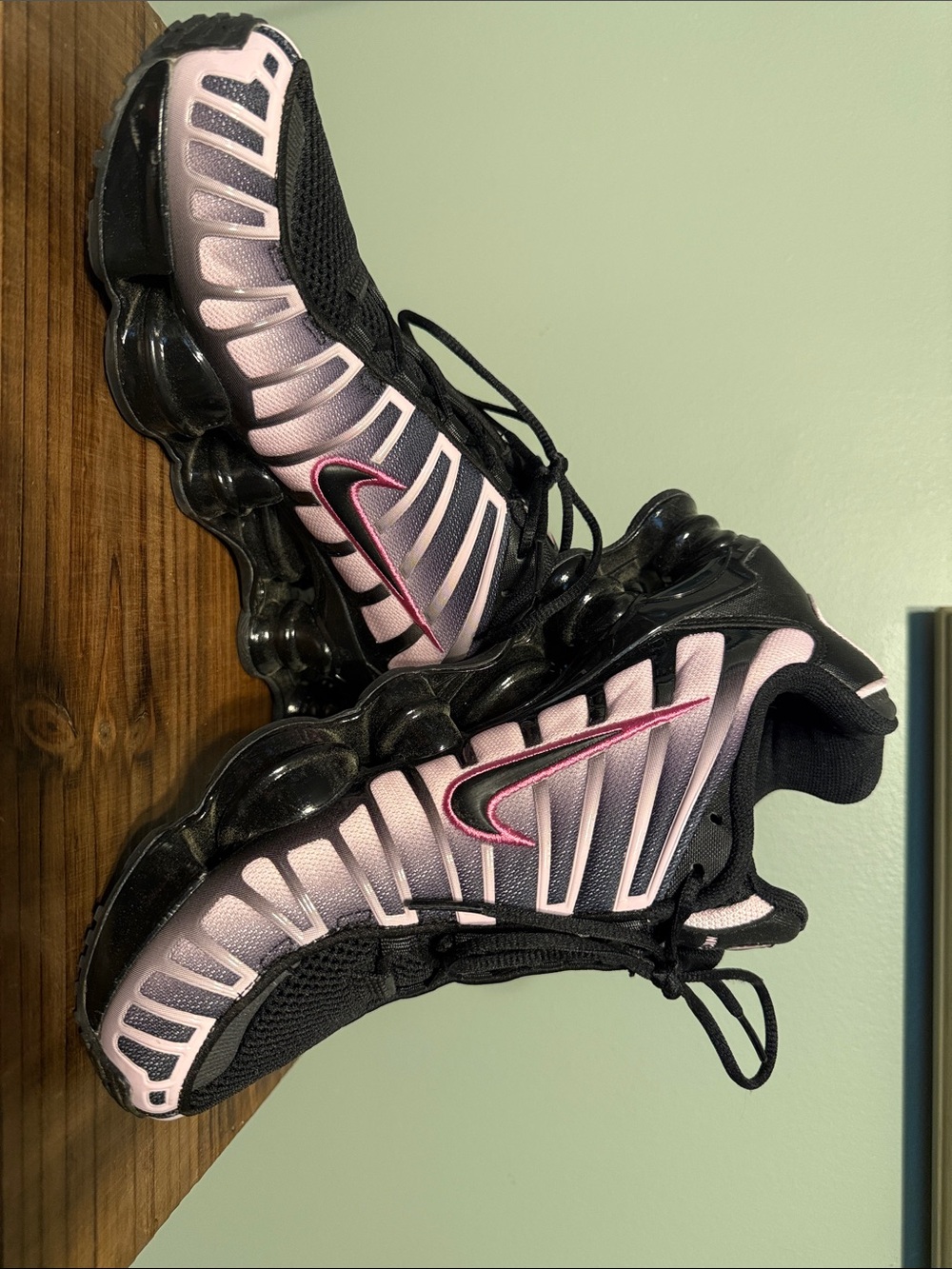Nike Black and Light Pink VaporMax Plus Sneakers